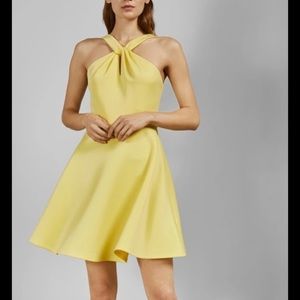 Ted Baker Freeda yellow halter skater dress